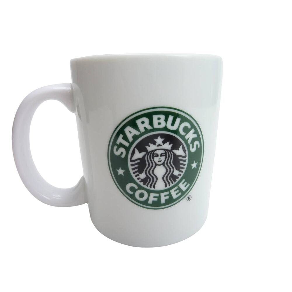 Vintage 2006 Starbucks Coffee Mug Green Siren Mermaid Logo White Ceramic 10oz